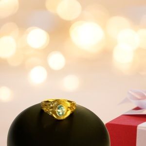 Sterling Silver 14k gold plated Austere Oval Cut ring